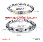 laser couple stainless steel bracelet